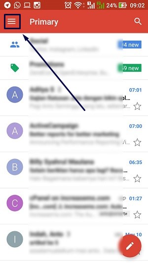 Cara email gmail di android